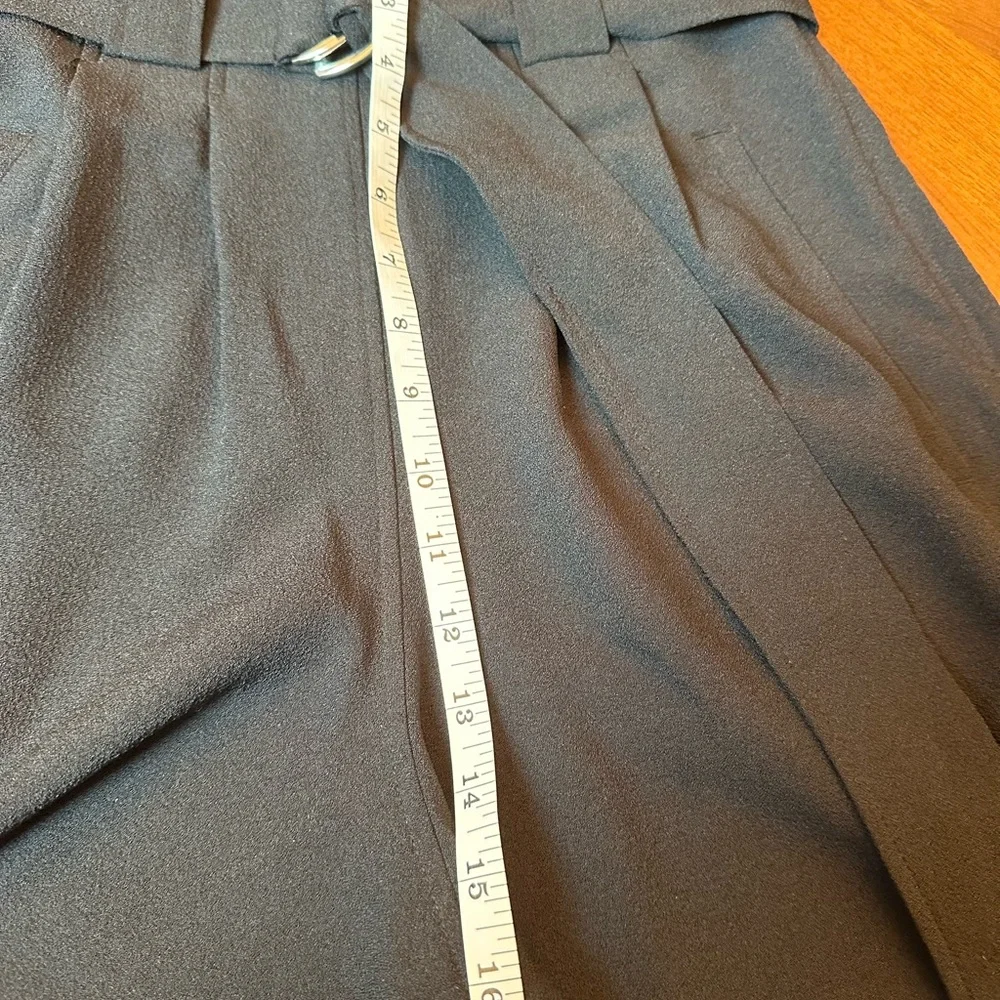 GANNI High-Waisted Wide-Leg Pants Paperbag Waist Black - Picture 4 of 13